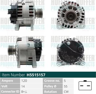 Hoffer H5515157 - Генератор vvparts.bg