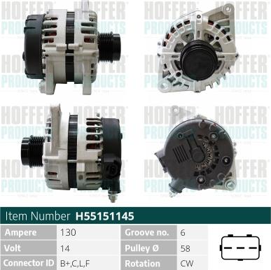 Hoffer H55151145 - Генератор vvparts.bg