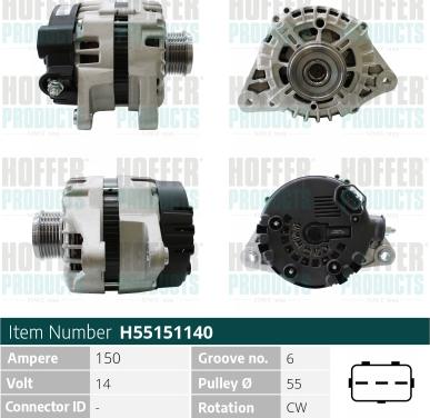 Hoffer H55151140 - Генератор vvparts.bg