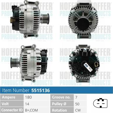 Hoffer H5515136 - Генератор vvparts.bg