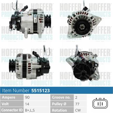 Hoffer H5515123 - Генератор vvparts.bg