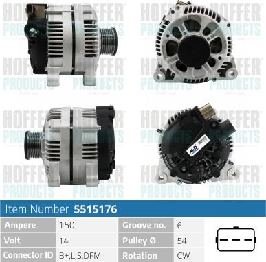 Hoffer H5515176 - Генератор vvparts.bg