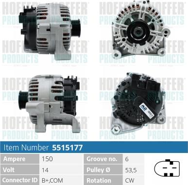 Hoffer H5515177 - Генератор vvparts.bg