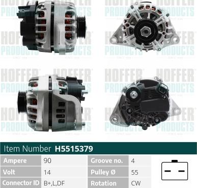 Hoffer H5515379 - Генератор vvparts.bg