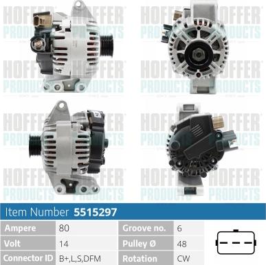 Hoffer H5515297 - Генератор vvparts.bg