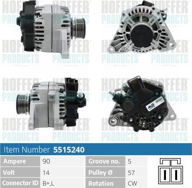 Hoffer H5515240 - Генератор vvparts.bg