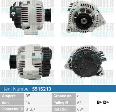 Hoffer H5515213 - Генератор vvparts.bg