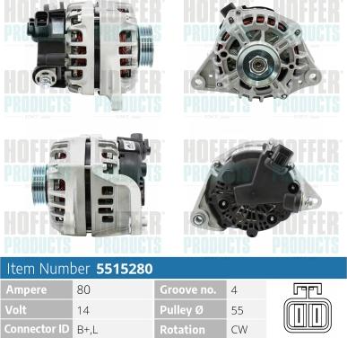 Hoffer H5515280 - Генератор vvparts.bg