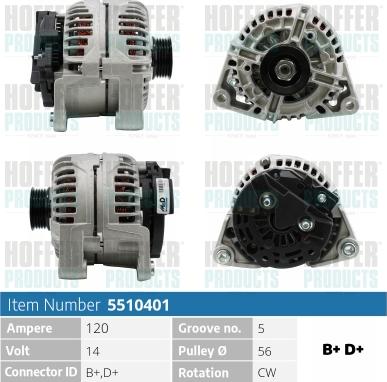 Hoffer H5510401 - Генератор vvparts.bg