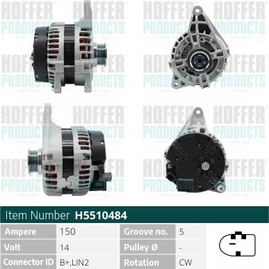 Hoffer H5510484 - Генератор vvparts.bg