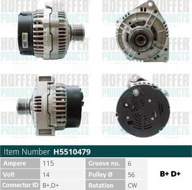 Hoffer H5510479 - Генератор vvparts.bg