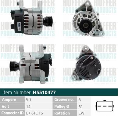 Hoffer H5510477 - Генератор vvparts.bg