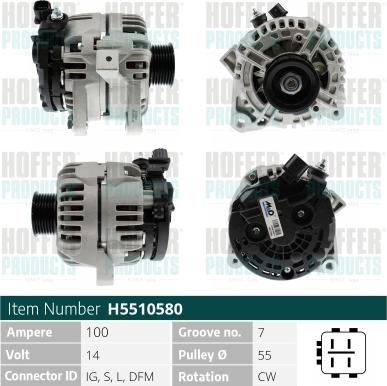 Hoffer H5510580 - Генератор vvparts.bg