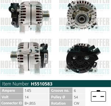 Hoffer H5510583 - Генератор vvparts.bg