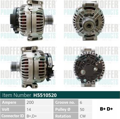 Hoffer H5510520 - Генератор vvparts.bg