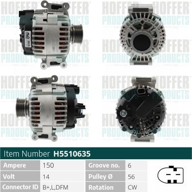 Hoffer H5510635 - Генератор vvparts.bg