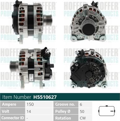 Hoffer H5510627 - Генератор vvparts.bg