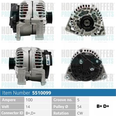 Hoffer H5510099 - Генератор vvparts.bg