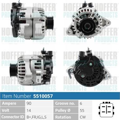 Hoffer H5510057 - Генератор vvparts.bg