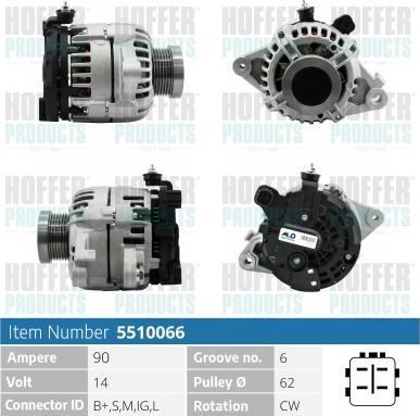 Hoffer H5510066 - Генератор vvparts.bg