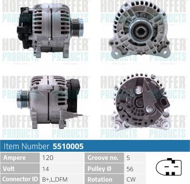 Hoffer H5510005 - Генератор vvparts.bg