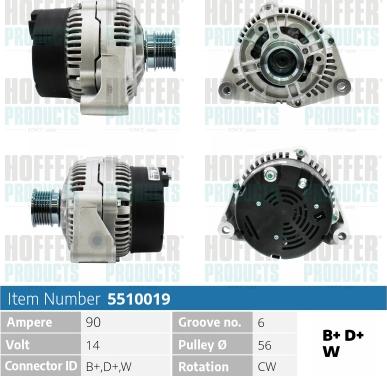 Hoffer H5510019 - Генератор vvparts.bg