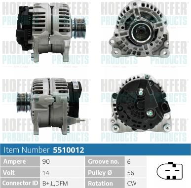 Hoffer H5510012 - Генератор vvparts.bg