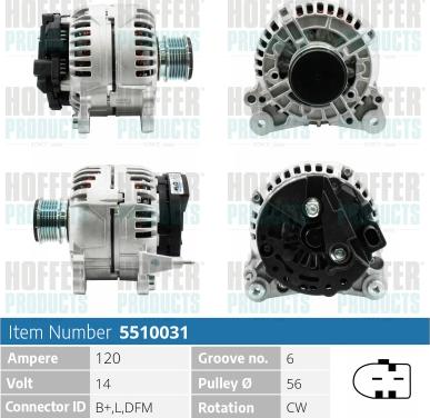 Hoffer H5510031 - Генератор vvparts.bg