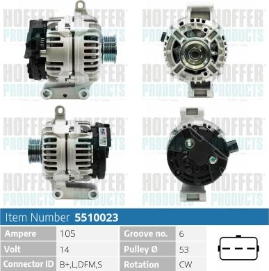 Hoffer H5510023 - Генератор vvparts.bg