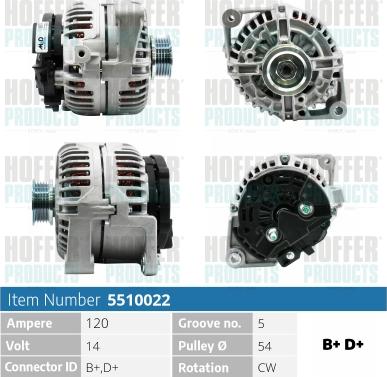 Hoffer H5510022 - Генератор vvparts.bg