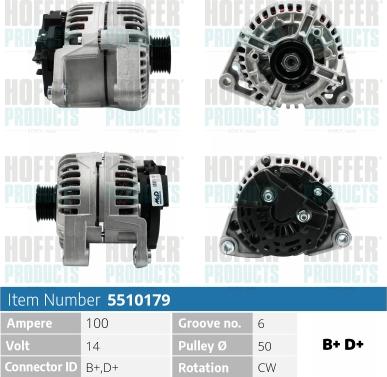 Hoffer H5510179 - Генератор vvparts.bg