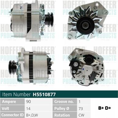 Hoffer H5510877 - Генератор vvparts.bg