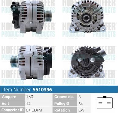 Hoffer H5510396 - Генератор vvparts.bg