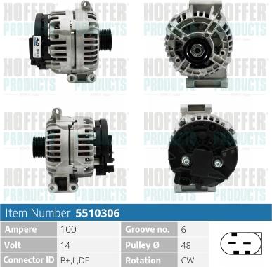 Hoffer H5510306 - Генератор vvparts.bg