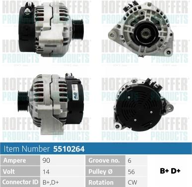 Hoffer H5510264 - Генератор vvparts.bg