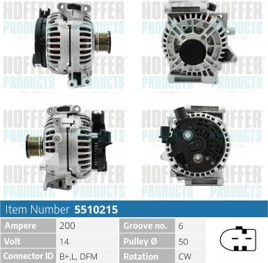 Hoffer H5510215 - Генератор vvparts.bg