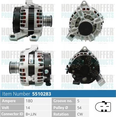 Hoffer H5510283 - Генератор vvparts.bg