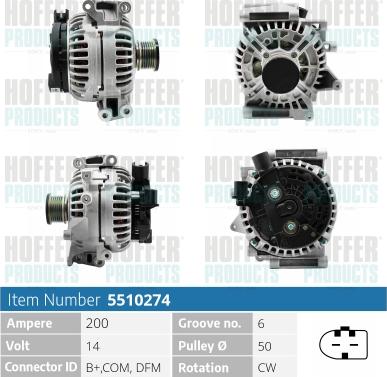 Hoffer H5510274 - Генератор vvparts.bg