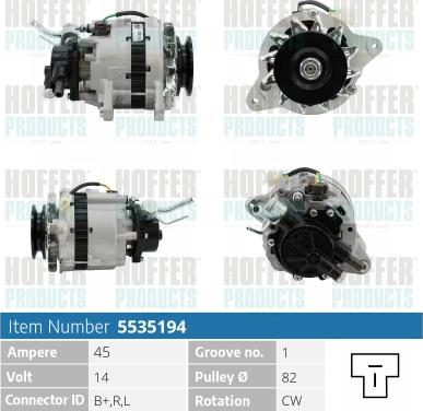 Hoffer H5535194 - Генератор vvparts.bg