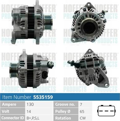 Hoffer H5535159 - Генератор vvparts.bg