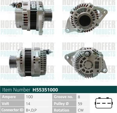 Hoffer H55351000 - Генератор vvparts.bg