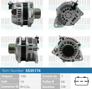 Hoffer H5535174 - Генератор vvparts.bg