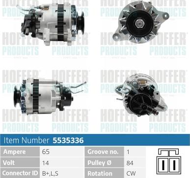 Hoffer H5535336 - Генератор vvparts.bg