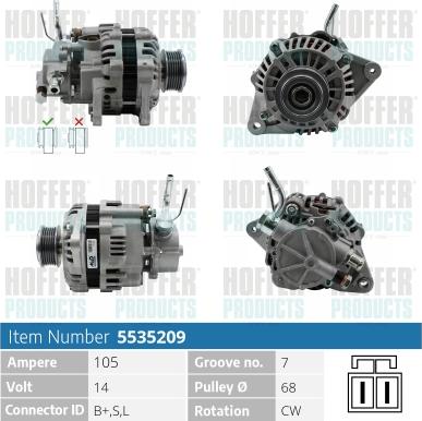 Hoffer H5535209 - Генератор vvparts.bg