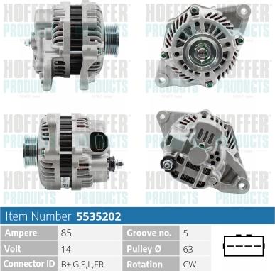 Hoffer H5535202 - Генератор vvparts.bg