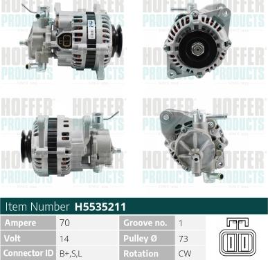 Hoffer H5535211 - Генератор vvparts.bg