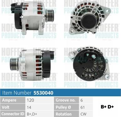 Hoffer H5530040 - Генератор vvparts.bg