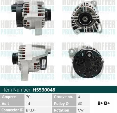 Hoffer H5530048 - Генератор vvparts.bg