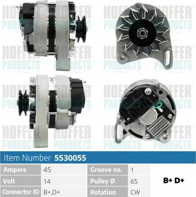 Hoffer H5530055 - Генератор vvparts.bg