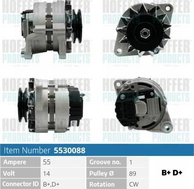 Hoffer H5530088 - Генератор vvparts.bg